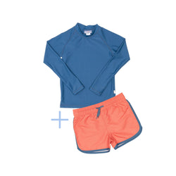 Blue Rashie Plus Red Swim Shorts