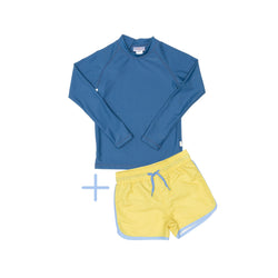 Blue Rashie Plus Yellow Swim Short