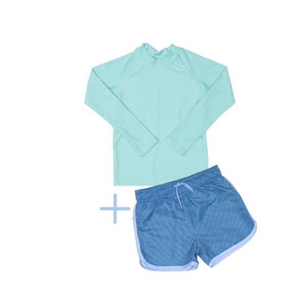 Green Rashie Plus Blue Swim Short