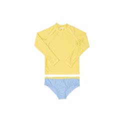 Yellow Rashie and Blue Swim Brief