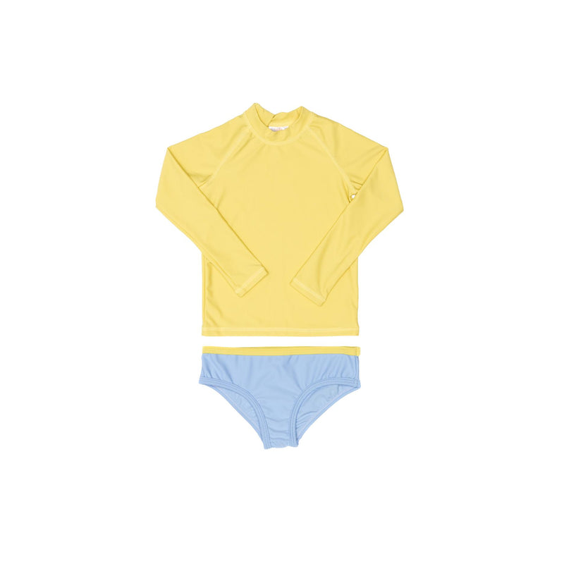 Yellow Rashie and Blue Swim Brief