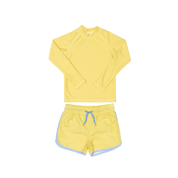 Yellow Rashie and Yellow Swim Shorts